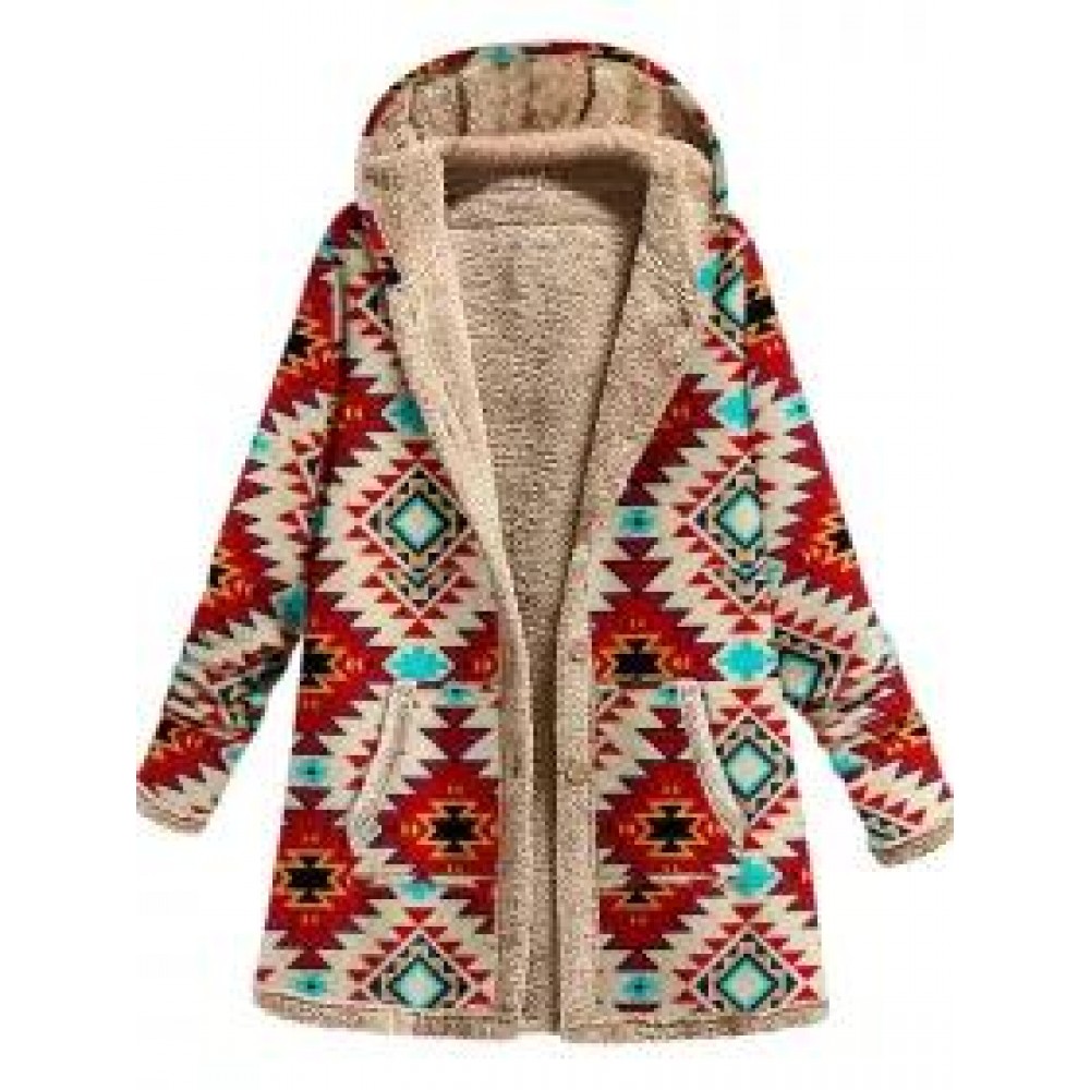 Retro Ethnic Print Plus Velvet Coat Retro Ethnic Print Plus Velvet Coat