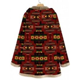 Retro Ethnic Print Plus Velvet Coat