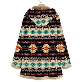 Retro Ethnic Print Plus Velvet Coat