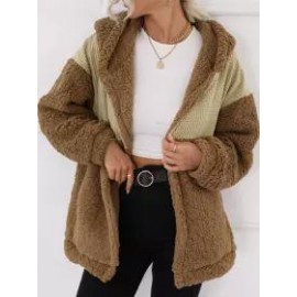 Solid Color Loose Lamb Wool Thick Cardigan Coat