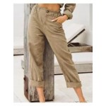 Pure color cotton and linen fashion loose high waist trouser