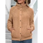 Casual Loose Solid Single-Breasted Lamb Wool Coat
