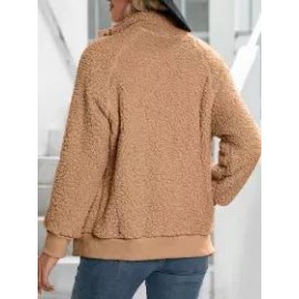 Casual Loose Solid Single-Breasted Lamb Wool Coat
