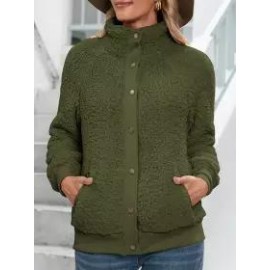 Casual Loose Solid Single-Breasted Lamb Wool Coat
