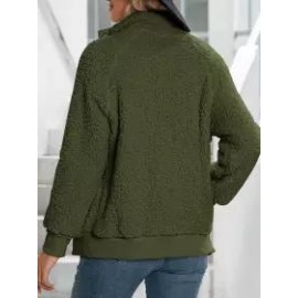 Casual Loose Solid Single-Breasted Lamb Wool Coat