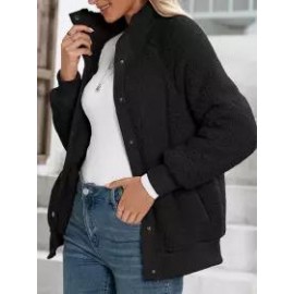 Casual Loose Solid Single-Breasted Lamb Wool Coat
