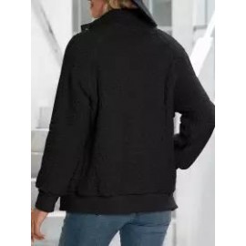 Casual Loose Solid Single-Breasted Lamb Wool Coat