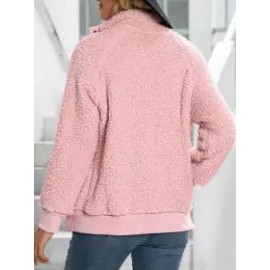 Casual Loose Solid Single-Breasted Lamb Wool Coat