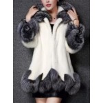 Hooded Asymmetric Hem Color Block Long Sleeve Coats