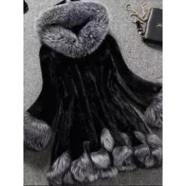 Hooded Asymmetric Hem Color Block Long Sleeve Coats
