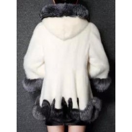 Hooded Asymmetric Hem Color Block Long Sleeve Coats