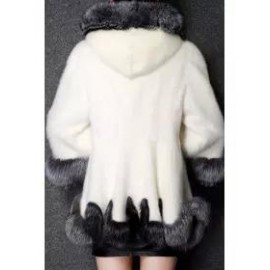 Hooded Asymmetric Hem Color Block Long Sleeve Coats