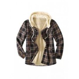 Mens Plaid Thick Plush Casual Jacket