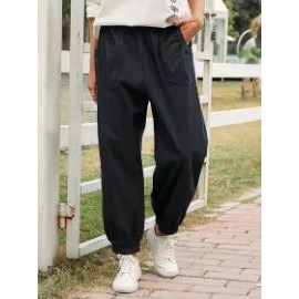 Casual Solid Color Pocket Wide-Leg Pants