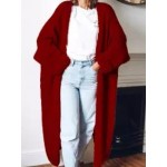 Fashion Solid Color Long Knit Cardigan Coat