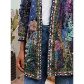 Retro Ethnic Print Long Sleeve Outerwear