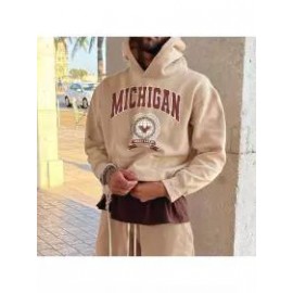 Vintage Men's Michigan Letters Casual Hoodie