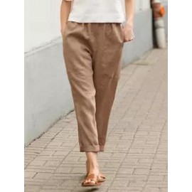 Women's Solid Color Double Pocket Pants