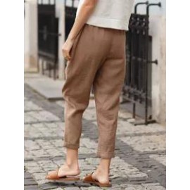 Women's Solid Color Double Pocket Pants