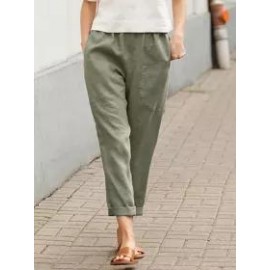 Women's Solid Color Double Pocket Pants