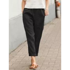Women's Solid Color Double Pocket Pants