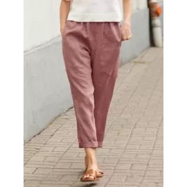 Women's Solid Color Double Pocket Pants