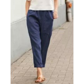 Women's Solid Color Double Pocket Pants