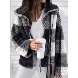 Fall/Winter Double-sided Plush Plaid Coat