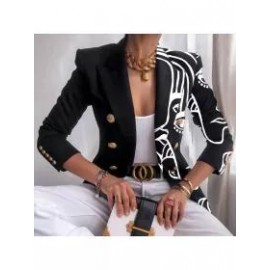 Ladies Fashion Half Face Abstract Printed Blazer
