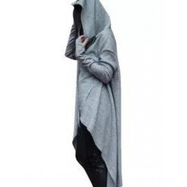 Hooded Drawstring Slit Pocket Plain Long Sleeve Hoodies
