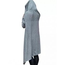 Hooded Drawstring Slit Pocket Plain Long Sleeve Hoodies