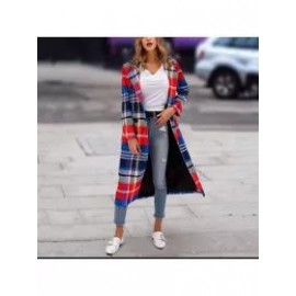 Lapel Check Printed Woolen Loose Long Coat