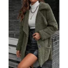 Casual Loose Plush Thick Single Breasted Cardigan Coat