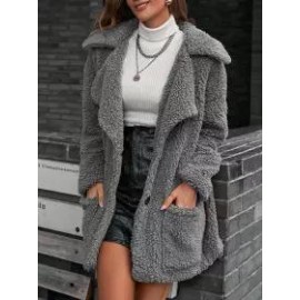 Casual Loose Plush Thick Single Breasted Cardigan Coat