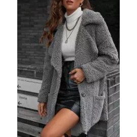 Casual Loose Plush Thick Single Breasted Cardigan Coat