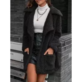 Casual Loose Plush Thick Single Breasted Cardigan Coat