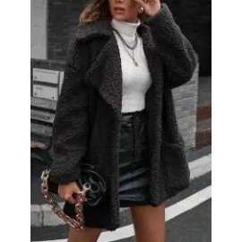 Casual Loose Plush Thick Single Breasted Cardigan Coat