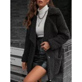 Casual Loose Plush Thick Single Breasted Cardigan Coat