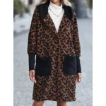 Casual Loose Leopard Print Panel Coat