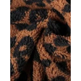 Casual Loose Leopard Print Panel Coat