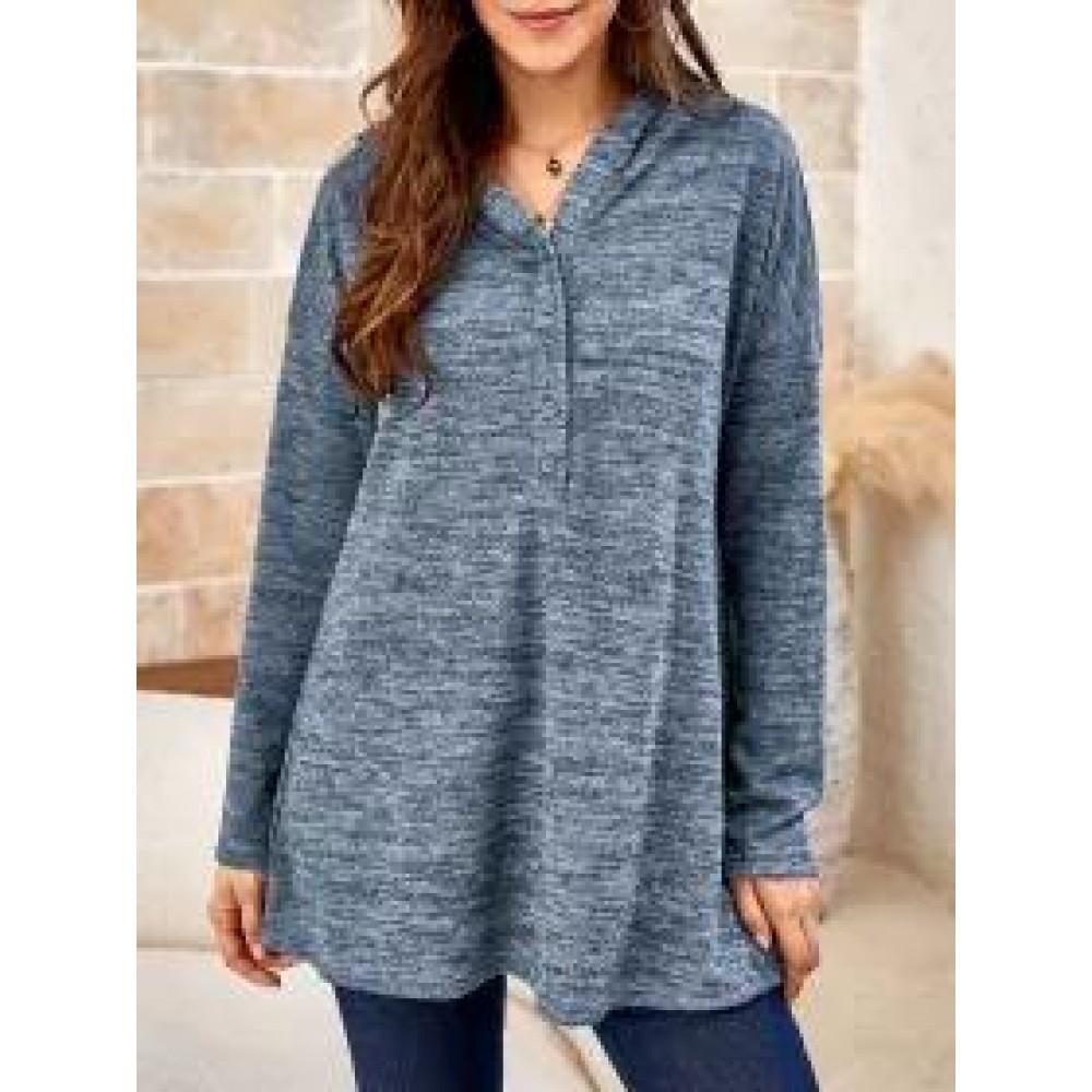 Women's Solid Color Hooded Sweater