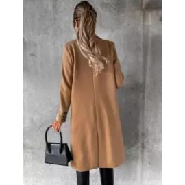 Casual Loose Solid Color Double-breasted Woolen Coat