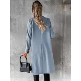 Casual Loose Solid Color Double-breasted Woolen Coat
