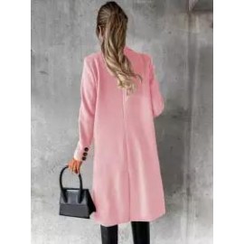 Casual Loose Solid Color Double-breasted Woolen Coat