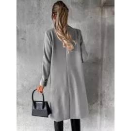 Casual Loose Solid Color Double-breasted Woolen Coat