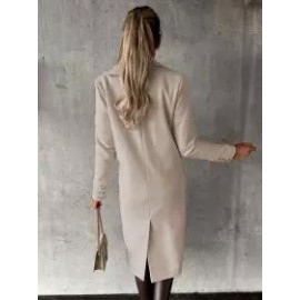 Casual Loose Solid Color Double-breasted Woolen Coat