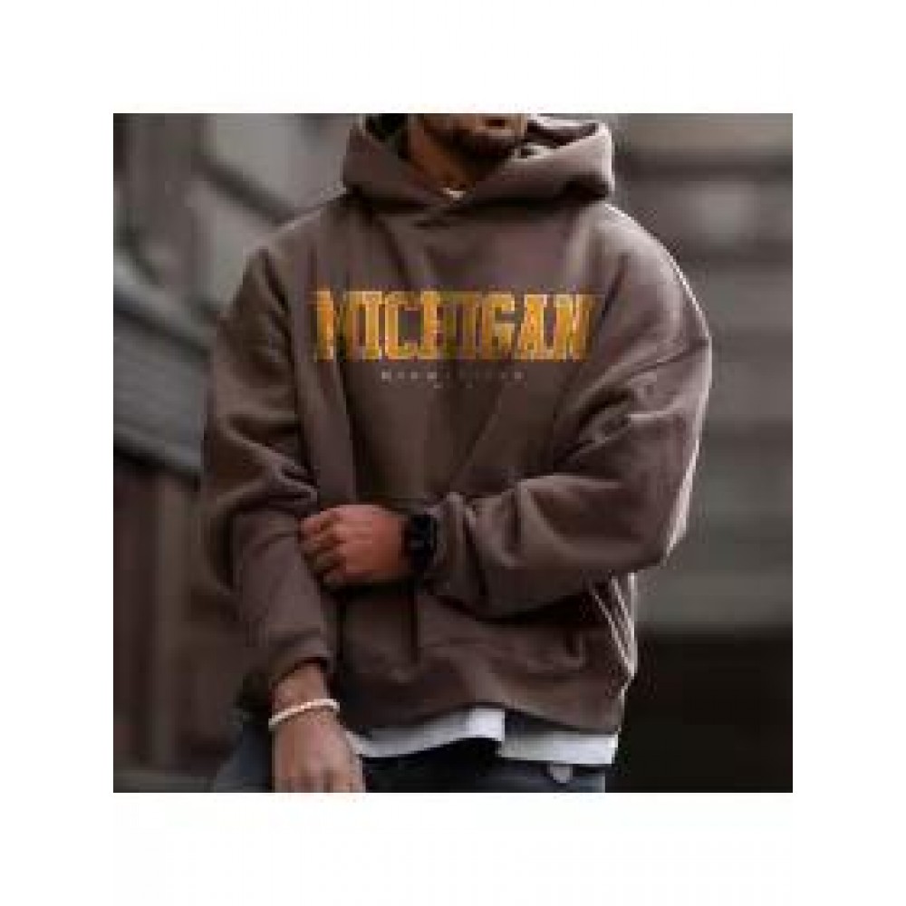 Men's Oversized Vintage Michigan USA Casual Hooded Sweatshirt