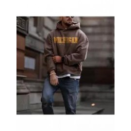 Men's Oversized Vintage Michigan USA Casual Hooded Sweatshirt