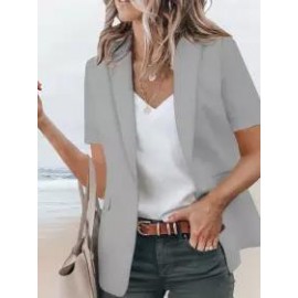 Casual Loose Solid Color Short-sleeved Blazer