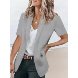 Casual Loose Solid Color Short-sleeved Blazer